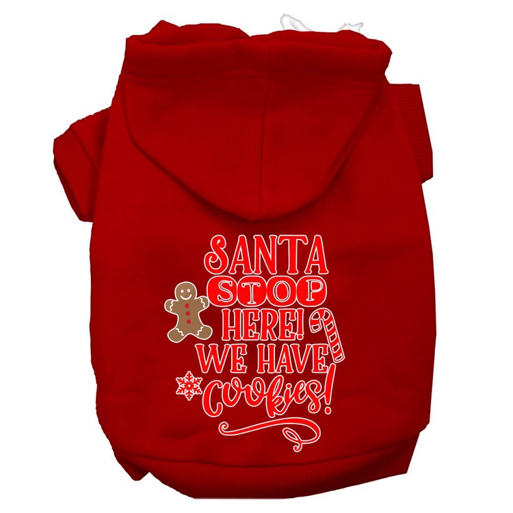 Santa, We Have Cookies Screen Print Dog Hoodie Red XXL